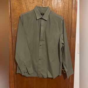 Olive green express slim fit shirt